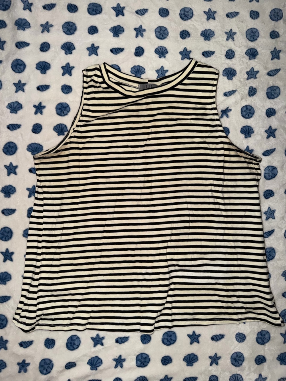 Jolie Black & White Striped Tank with Cut-Out Back